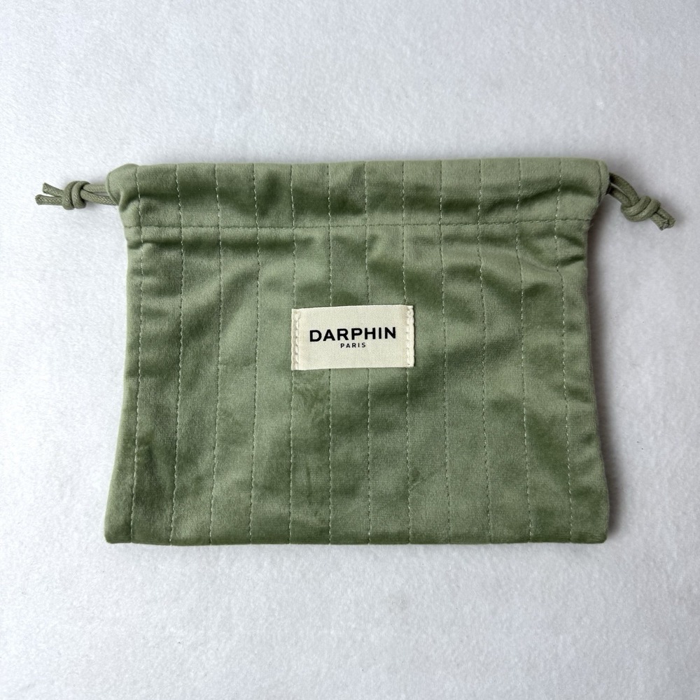 Darphin Paris Green Velvet Bag Cinch Drawstring Cosmetic Makeup Travel Pouch